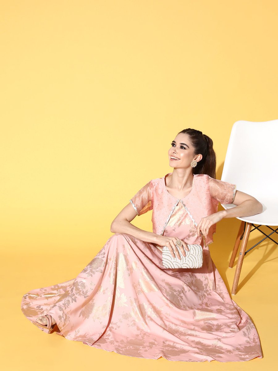 Ahalyaa Floral Printed Maxi Ethnic Dress