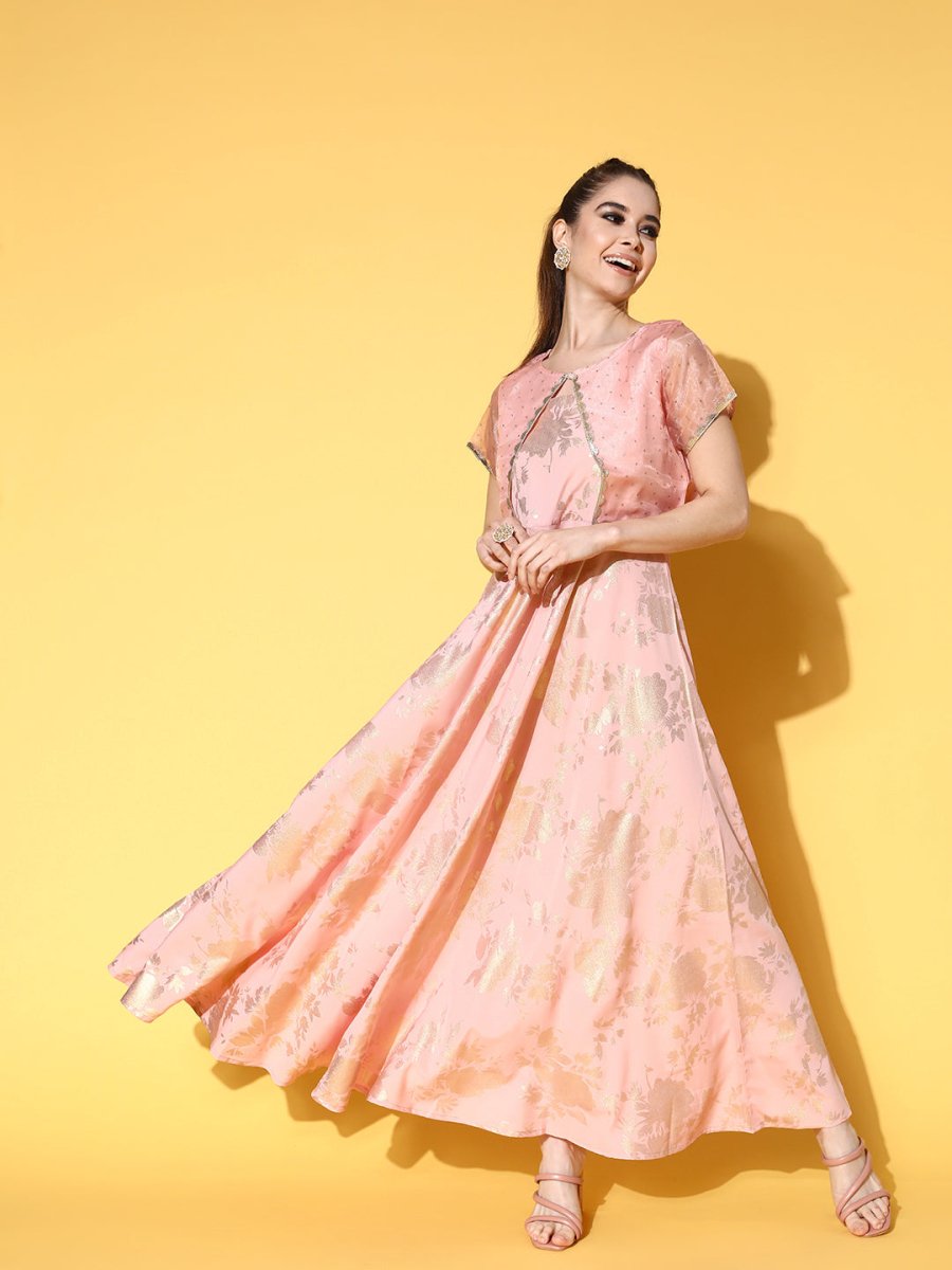 Ahalyaa Floral Printed Maxi Ethnic Dress