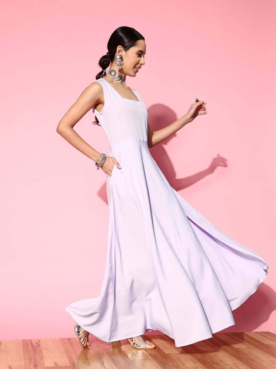 Ahalyaa Floral Ethnic Maxi Dress with Jacket