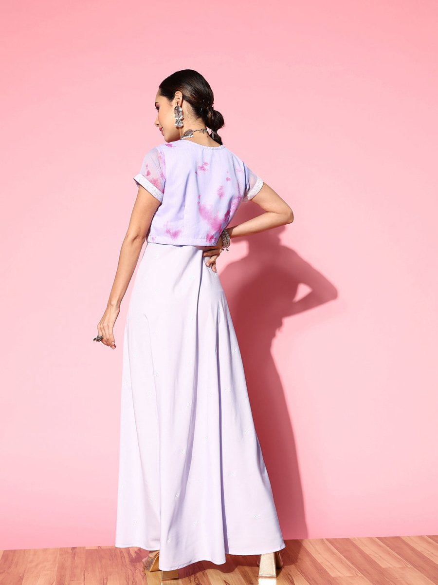 Ahalyaa Floral Ethnic Maxi Dress with Jacket