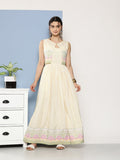 Ahalyaa Women Checked Maxi Ethnic Dress