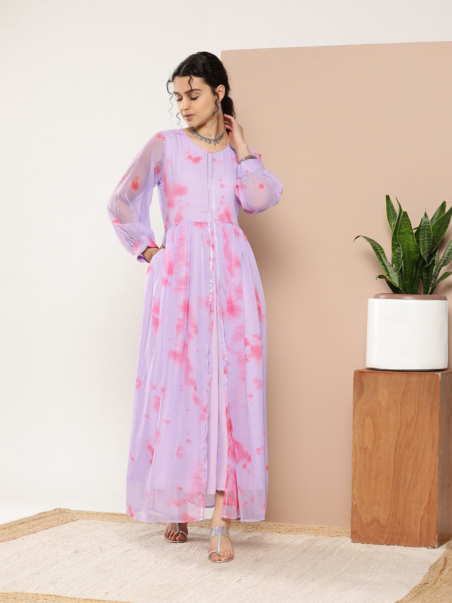 Ahalyaa Women Abstract Printed Gown Ethnic Dress
