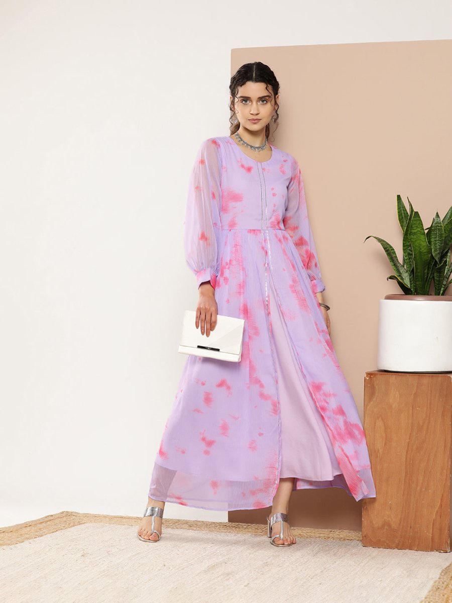Ahalyaa Women Abstract Printed Gown Ethnic Dress