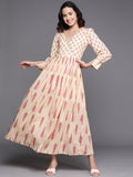 Ahalyaa Floral Print Puff Sleeves Maxi Ethnic Dress