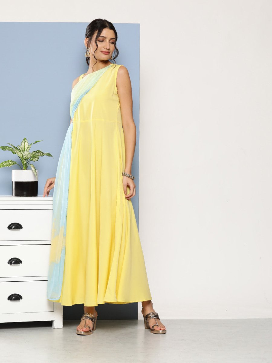 Ahalyaa Women Colourblocked Maxi Ethnic Dress