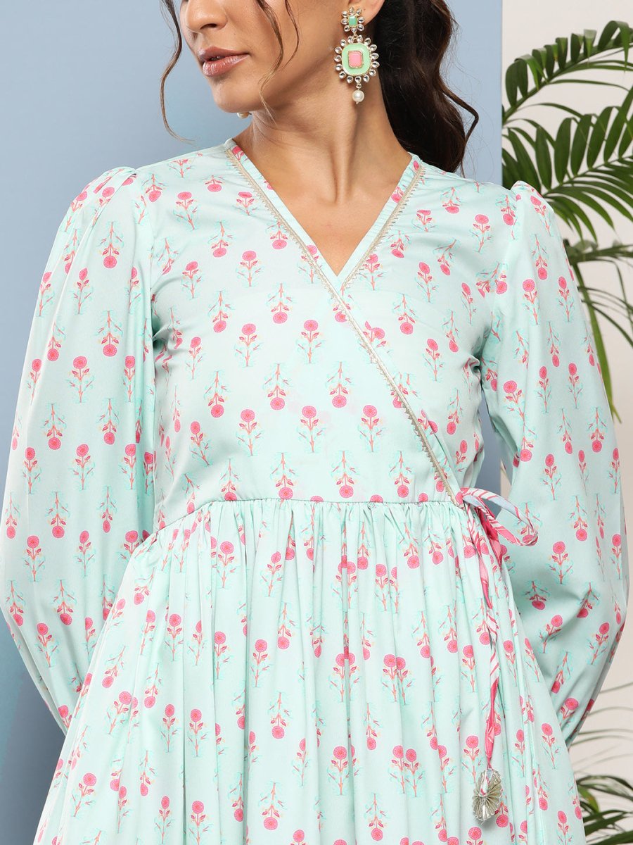 Ahalyaa Women Printed Tie-Ups Maxi Ethnic Dress