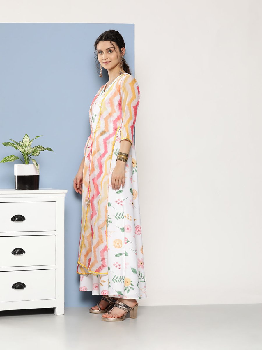 Ahalyaa Women Printed Layered Maxi Ethnic Dress