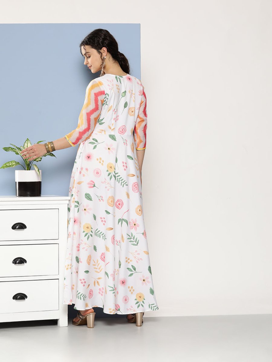 Ahalyaa Women Printed Layered Maxi Ethnic Dress