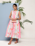 Ahalyaa Women Floral Printed Empire Midi Ethnic Dress