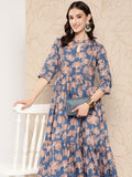 Ahalyaa Floral Printed Gathered Crepe Empire Ethnic Dress