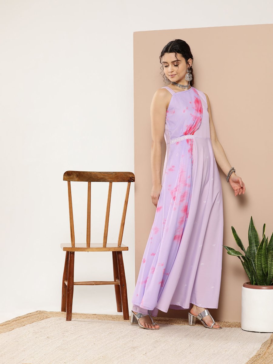 Ahalyaa Women Printed Layered Maxi Ethnic Dress