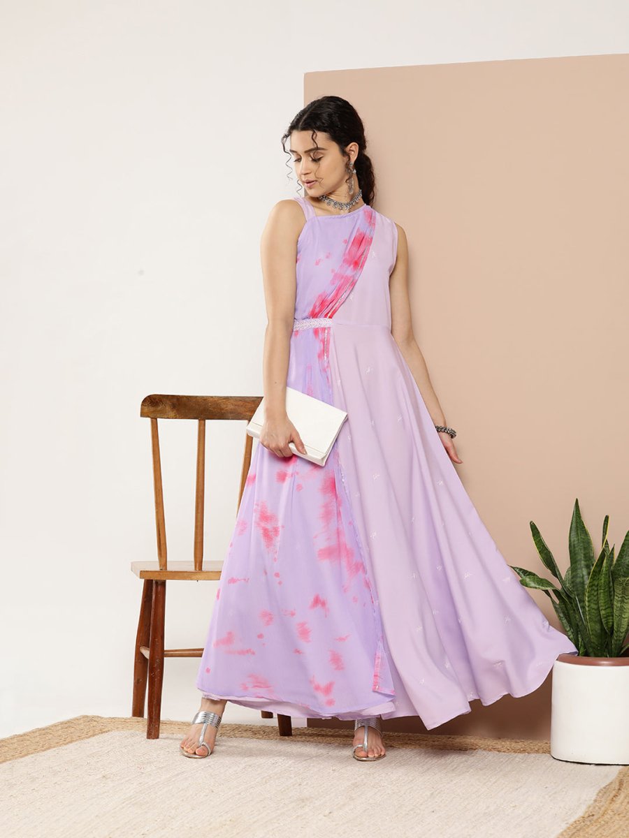 Ahalyaa Women Printed Layered Maxi Ethnic Dress