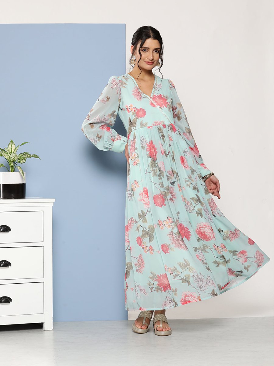 Ahalyaa Women Floral Printed Maxi Ethnic Dress