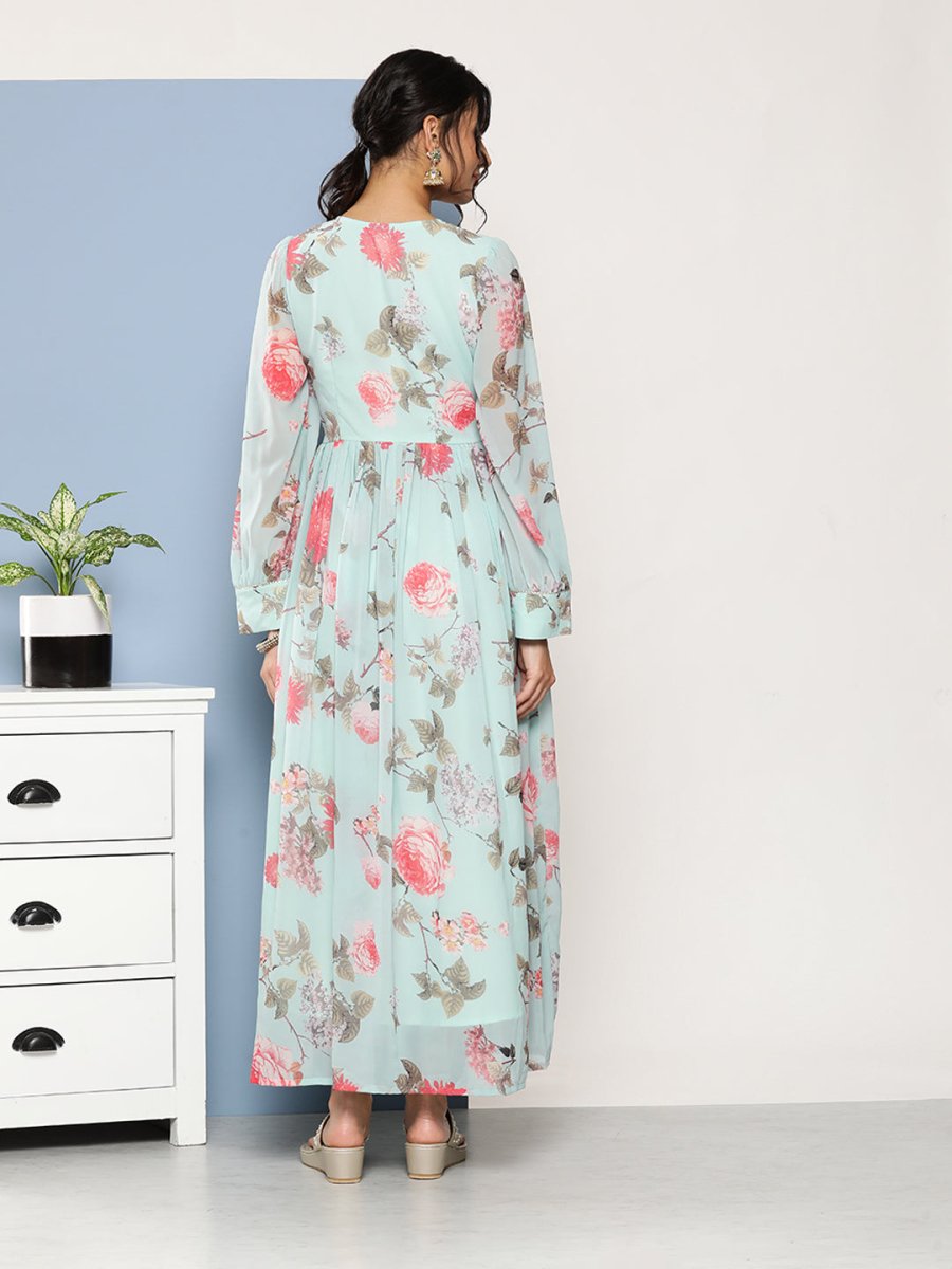 Ahalyaa Women Floral Printed Maxi Ethnic Dress