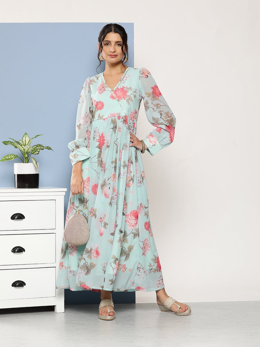 Ahalyaa Women Floral Printed Maxi Ethnic Dress