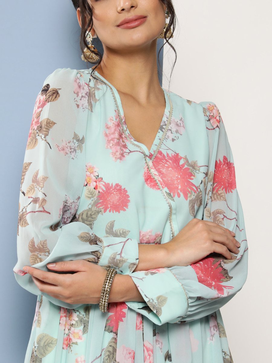 Ahalyaa Women Floral Printed Maxi Ethnic Dress