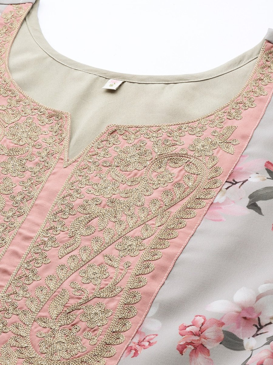 Ahalyaa Women Embroidered Floral Printed Ethnic Dress
