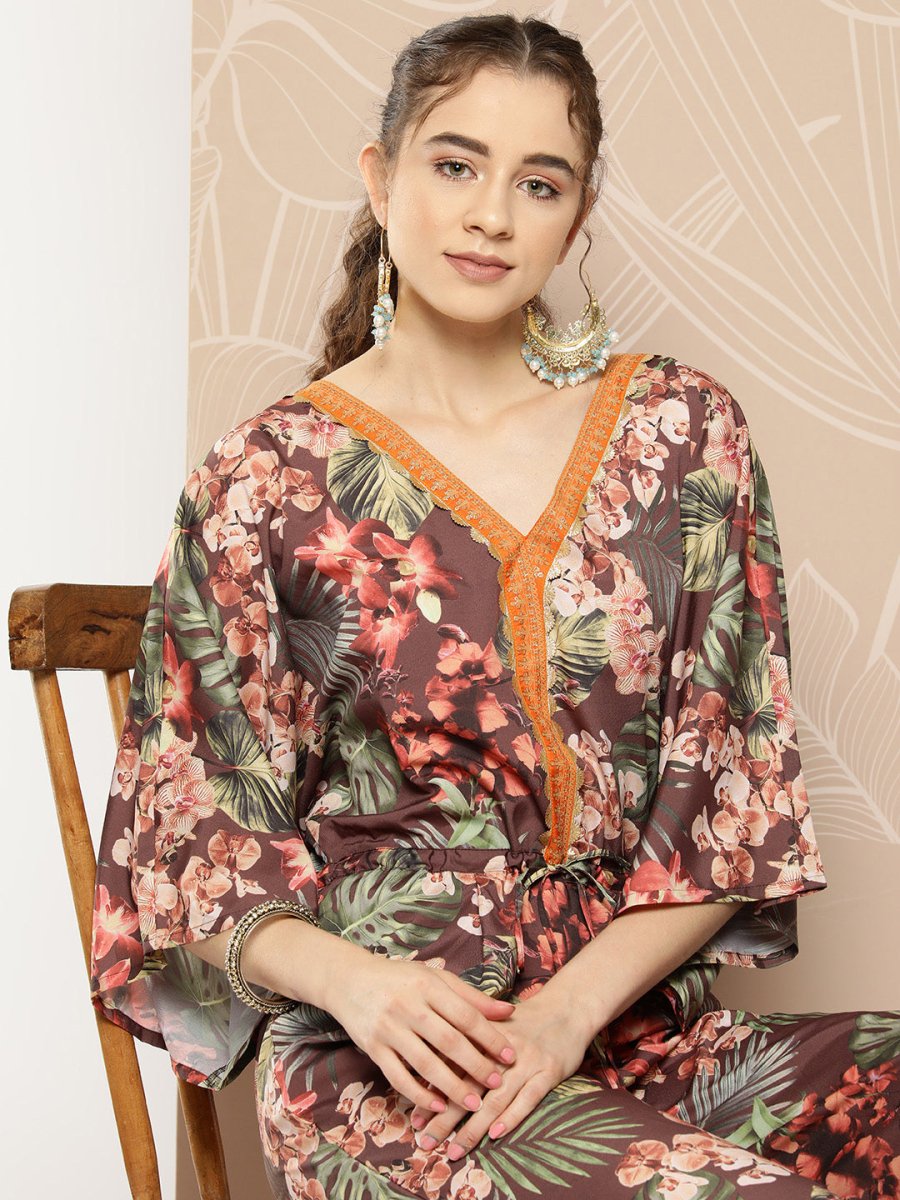 Ahalyaa Printed Waist Tie-Ups Basic Jumpsuit