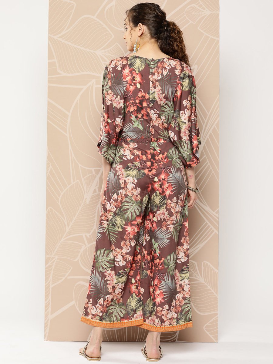 Ahalyaa Printed Waist Tie-Ups Basic Jumpsuit