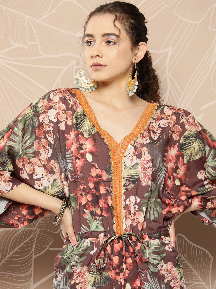 Ahalyaa Printed Waist Tie-Ups Basic Jumpsuit