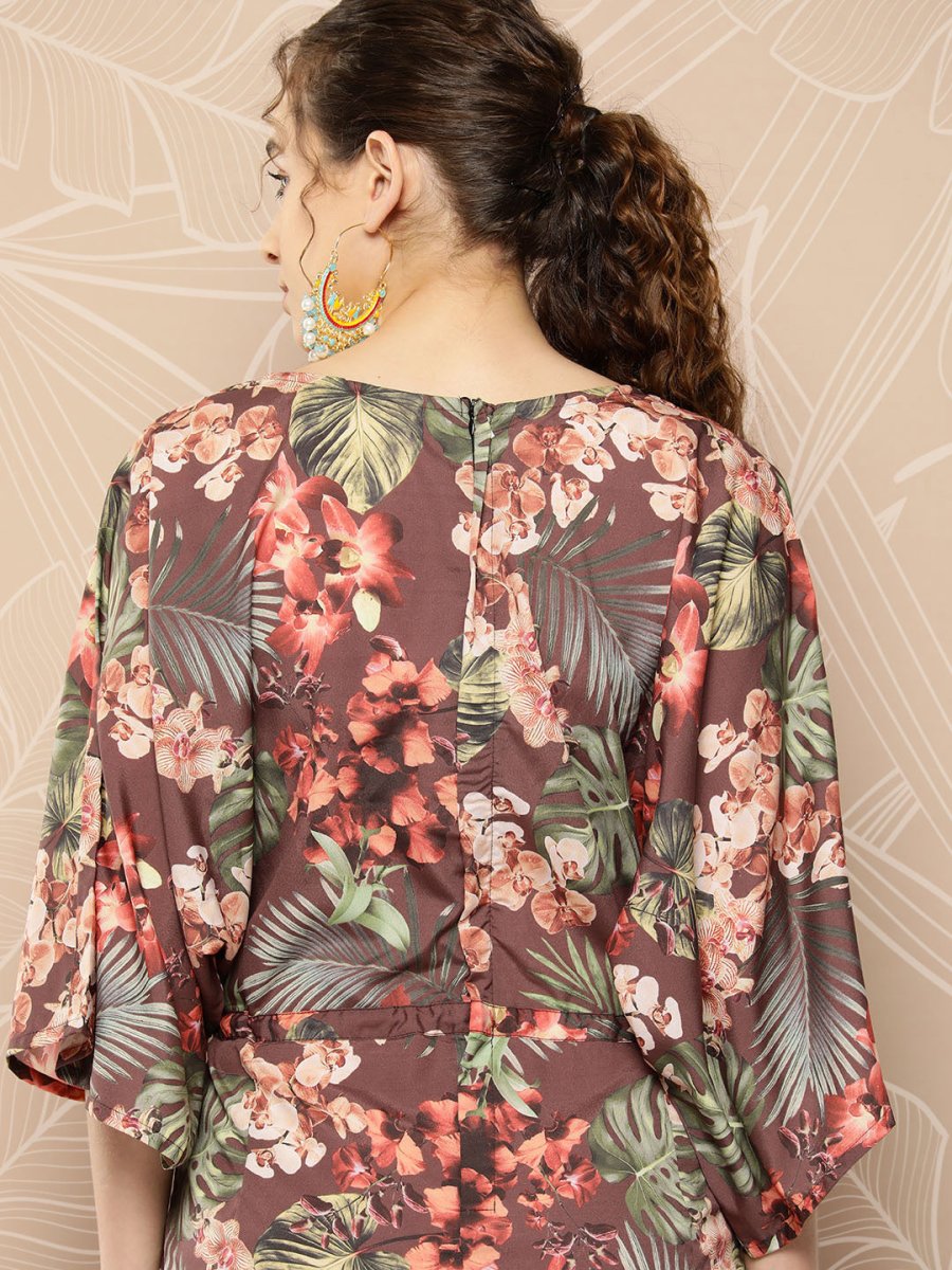 Ahalyaa Printed Waist Tie-Ups Basic Jumpsuit