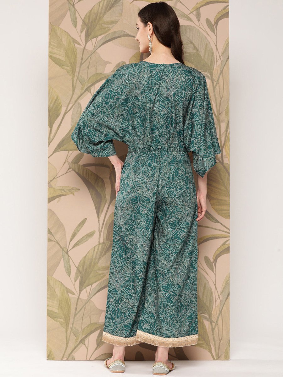 Ahalyaa Printed Basic Jumpsuit with Lace Inserts