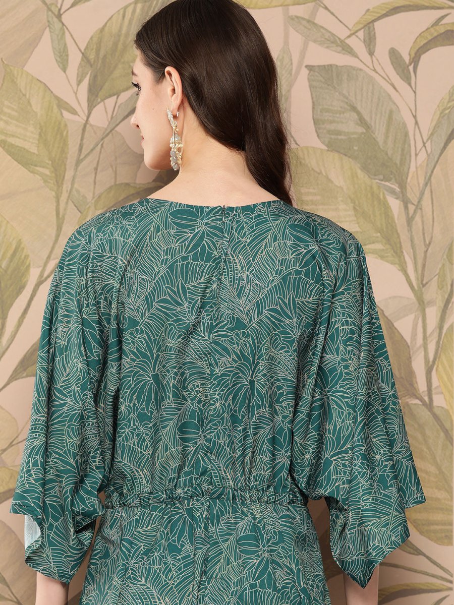 Ahalyaa Printed Basic Jumpsuit with Lace Inserts