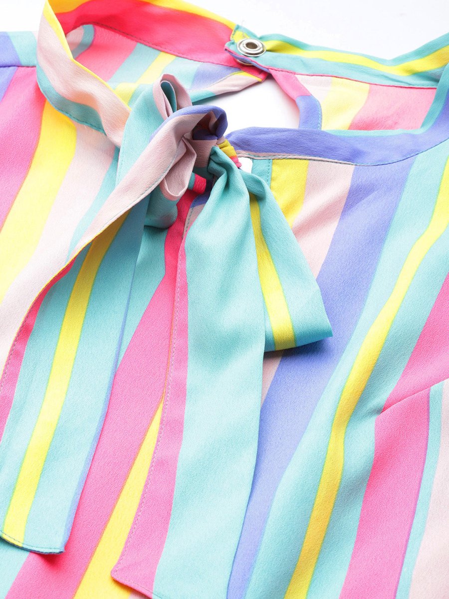 Ahalyaa Multicoloured Striped Basic Jumpsuit