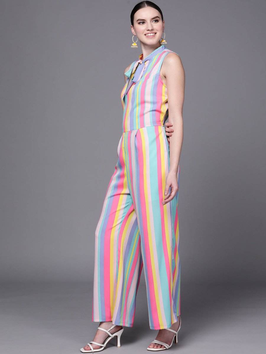 Ahalyaa Multicoloured Striped Basic Jumpsuit