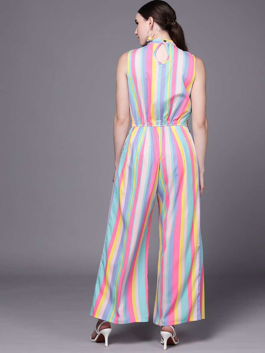 Ahalyaa Multicoloured Striped Basic Jumpsuit