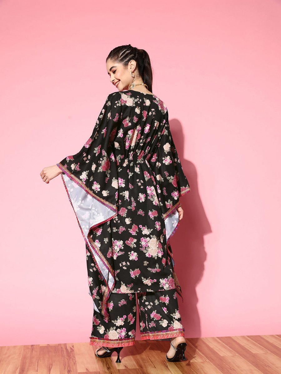 Ahalyaa Women Floral Printed Gotta Patti Kurta with Palazzos