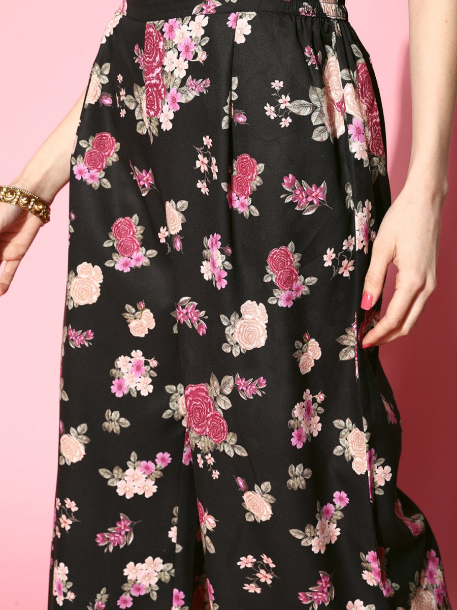 Ahalyaa Women Floral Printed Gotta Patti Kurta with Palazzos