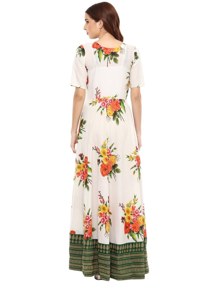 Ahalyaa Printed Pure Cotton Blend Flared Beautiful Kurta Dress
