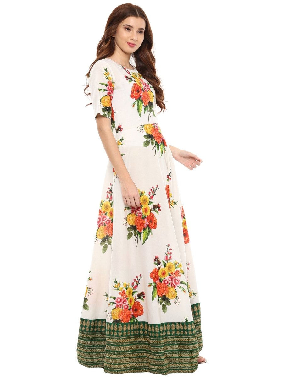 Ahalyaa Printed Pure Cotton Blend Flared Beautiful Kurta Dress
