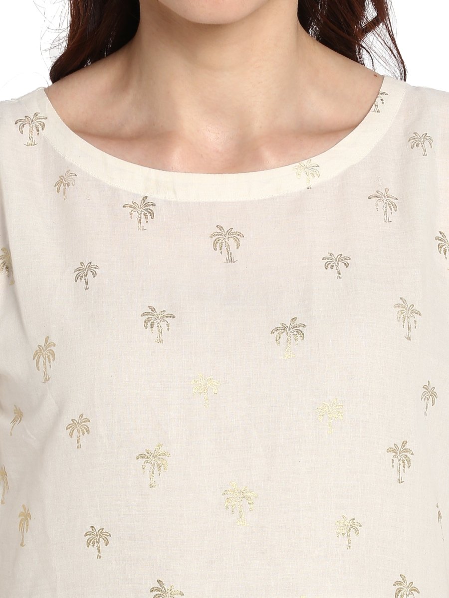 Ahalyaa Women White Printed Fit and Flare Dress