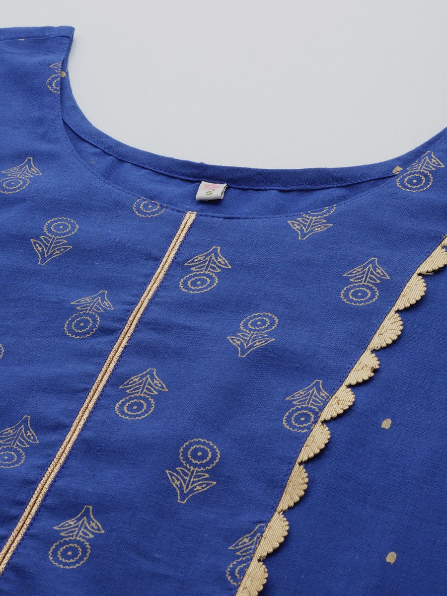 Ahalyaa Floral Printed Gotta Patti Pure Cotton Kurta