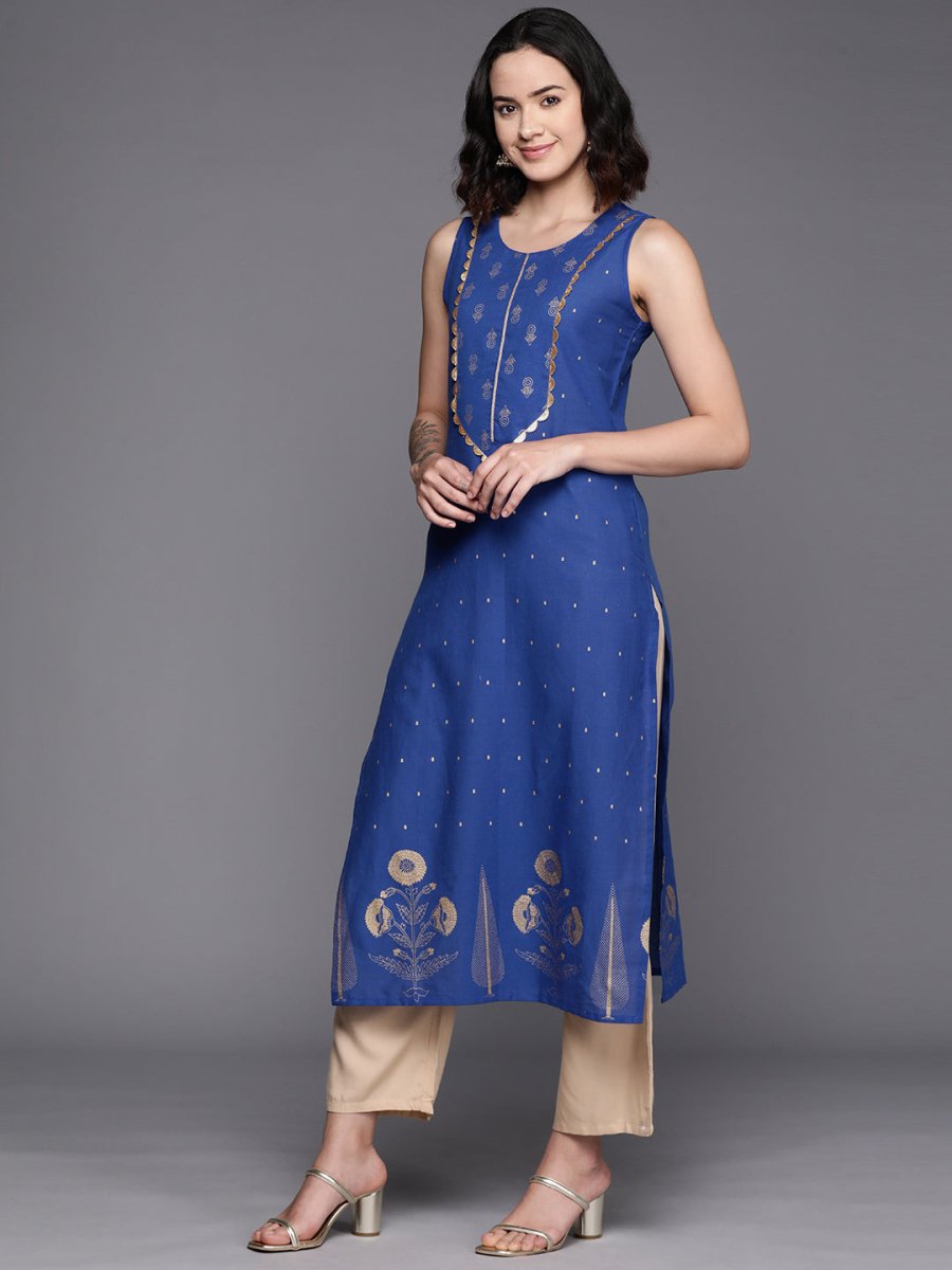 Ahalyaa Floral Printed Gotta Patti Pure Cotton Kurta