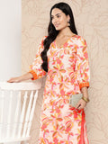 Ahalyaa Women Floral Printed Gotta Patti Crepe Kurta
