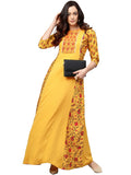 Ahalyaa Women Yellow & Orange Printed Flared Maxi Dress