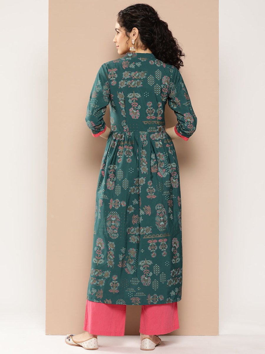 Ahalyaa Women Floral Printed Floral Crepe Kurta