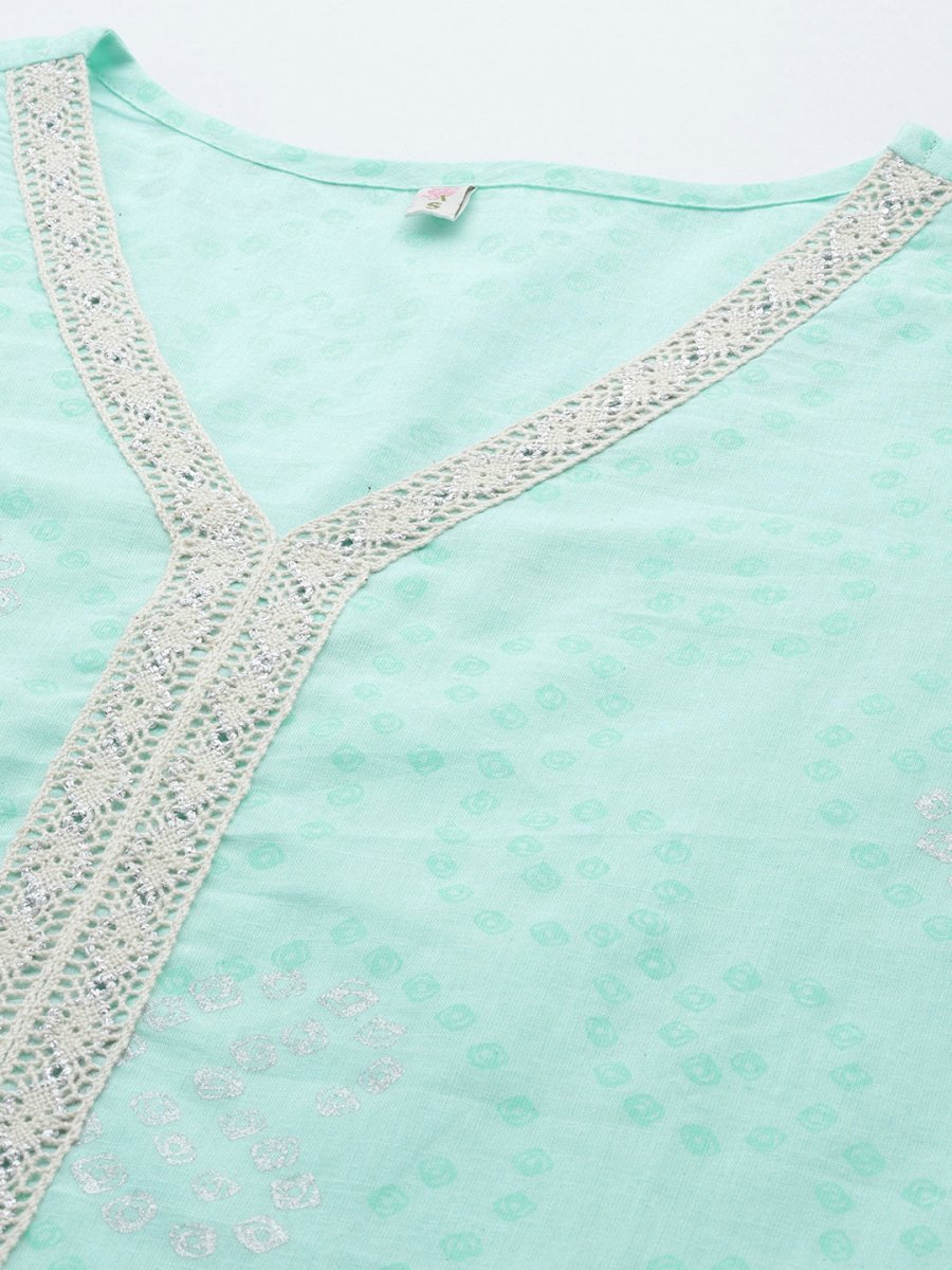 Ahalyaa Bandhani Printed Regular Pure Cotton Kurta With Dhoti Pants