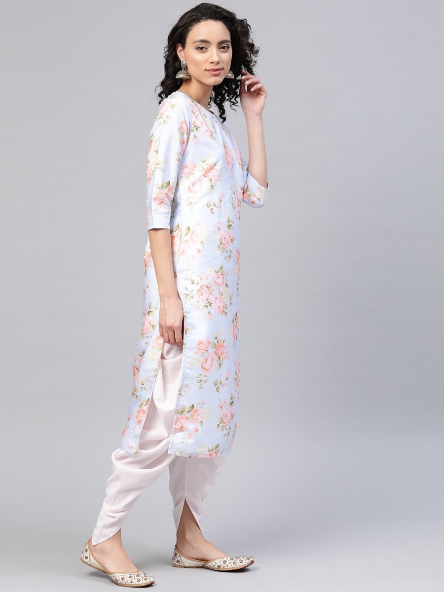 Ahalyaa Women Poly Silk Digital Print Kurta With Dhoti Pant