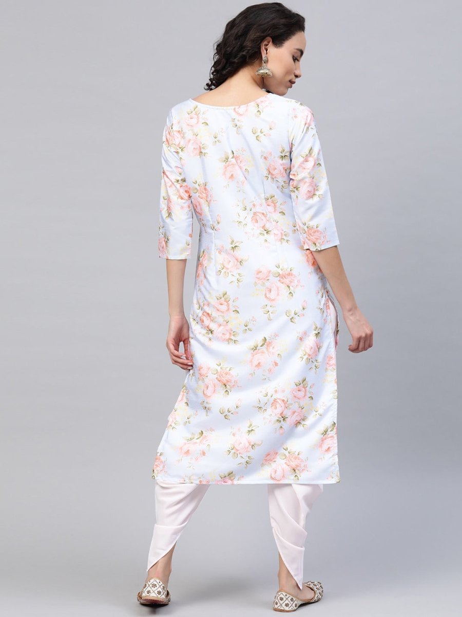 Ahalyaa Women Poly Silk Digital Print Kurta With Dhoti Pant