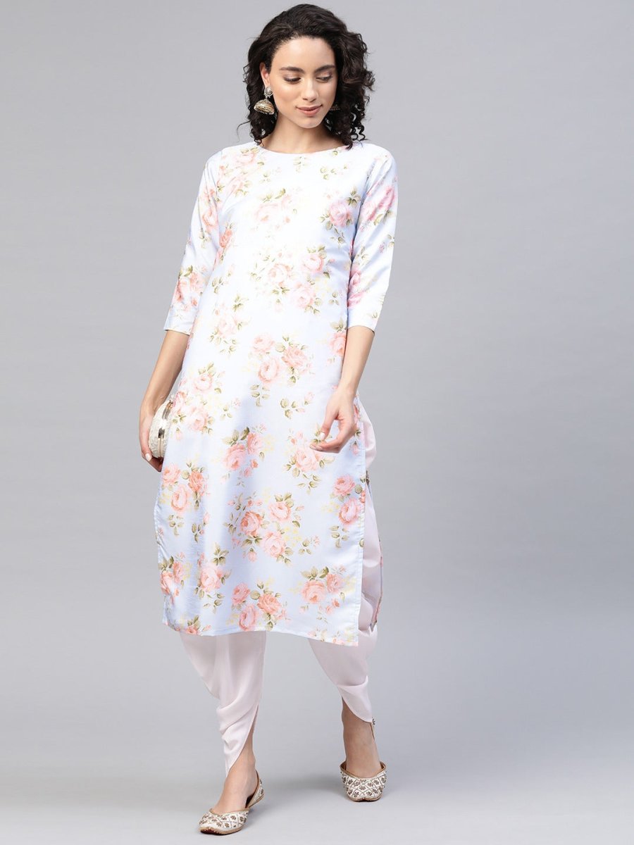 Ahalyaa Women Poly Silk Digital Print Kurta With Dhoti Pant