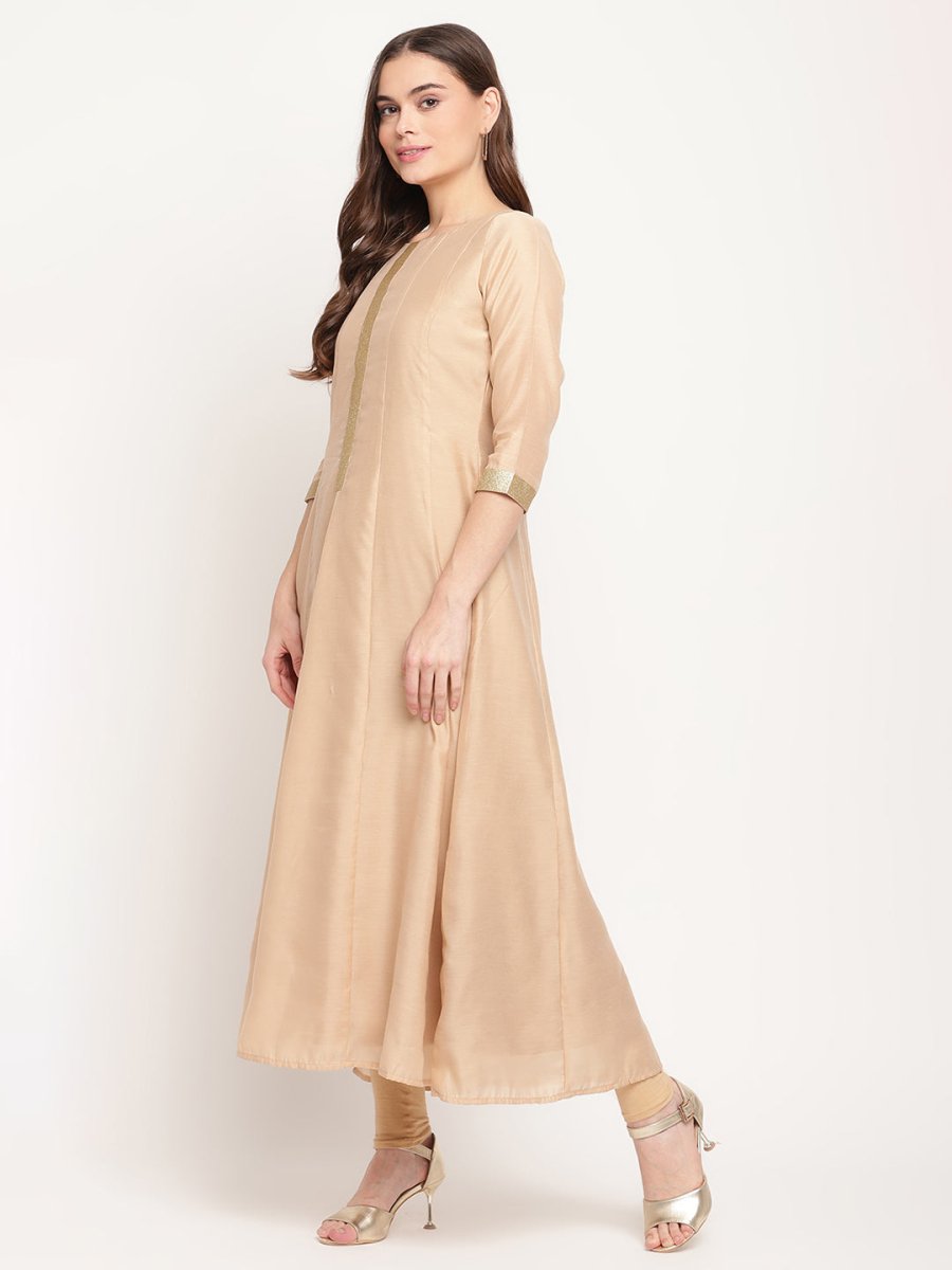 Ahalyaa Beige & Off-White Beautiful Anarkali Kurta with Dupatta