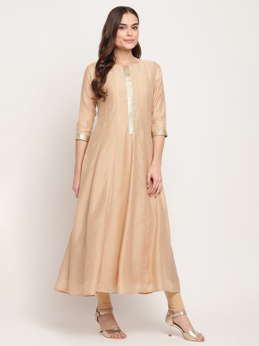 Ahalyaa Beige & Off-White Beautiful Anarkali Kurta with Dupatta