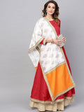 Ahalyaa Red Solid Anarkali Kurta With Dupatta