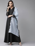 Ahalyaa Black Solid Maxi Dress With Dupatta