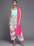 Ahalyaa Women Blue Floral Printed Kurta with Patiala & With Dupatta