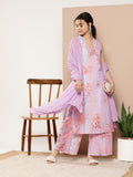 Ahalyaa Women Lavender Floral Printed Gotta Patti Kurta with Palazzos & With Dupatta